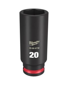 MLW49-66-6738 image(1) - Milwaukee Tool SHOCKWAVE Impact Duty  3/8"Drive 20MM Deep 6 Point Socket
