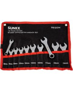 SUN9930M image(0) - SUNEX 10 Piece Metric Stubby Full Polish Combination Wrench Set