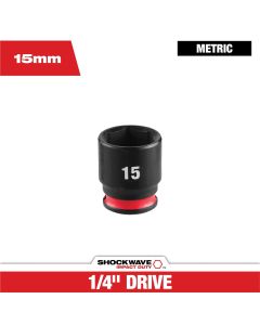 MLW49-66-6035 image(0) - Milwaukee Tool SHOCKWAVE&trade; Impact Duty 1/4" Drive 15MM Standard 6 Point Socket
