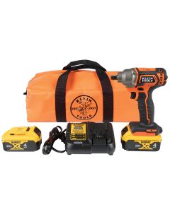Klein Tools Battery-Operated Compact Impact Wrench, 1/2-Inch Detent Pin, Full Kit