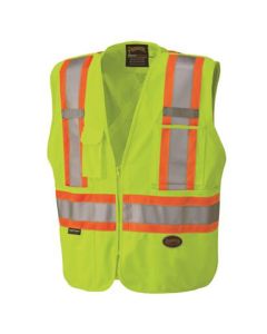 Pioneer Zip-Up Snap Break Away Safety Vest  - Color:  Hi-Vis Yellow/Green - Size: L