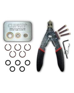 JUST CLIPS TOOL KIT WITH SNAP RING PLIERS, A CLIPKEY AND 5 SETS OF 3/8" FRICTION RINGS & O-RINGS