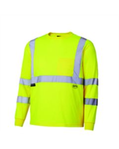 Pioneer Pioneer - Birdseye Long-Sleeved Safety Shirt - Hi-Viz Yellow/Green - Size XL