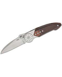 CRK4200 image(2) - CRKT (Columbia River Knife) Walker Blade Lock 14C28N Satin Plain Blade Folding Knife with Blade Lock Stainless Steel w/G10 Overlay Handle - Brown/Black