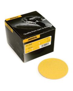 MRK23608320 image(0) - Mirka Abrasives Bulldog Gold 23608320 23 Series Semi-Open Coated Grip-On Sanding Disc, 3 in, P320 Grit, Aluminum Oxide