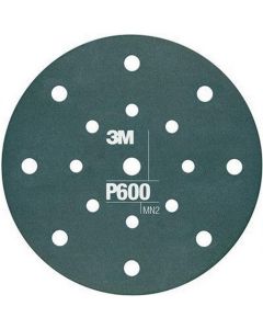 3M 34801 270J Series Flexible Dust Free Abrasive Disc, 6 in Dia, P600 Grit, Hook and Loop, Green