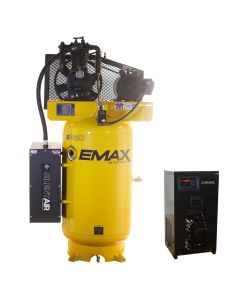 EMXESP05V080I1PK image(0) - Emax Compressor Silent Industrial Plus 5 HP 1- Phase 2-Stage 80 Gal. Vertical Compressor with 30 CFM Dryer Bundle-With Pressure Lube Pump