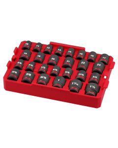 MLW49-66-6819 image(1) - Milwaukee Tool SHOCKWAVE Impact Duty Socket 1/2&rdquo; Dr 27PC SAE TRAY Set