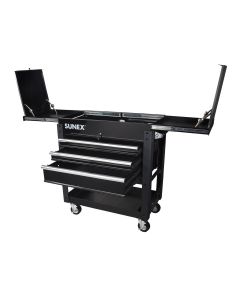 SUN8035XTBK image(0) - SUNEX 3 Drawer Utility Cart with Sliding Top, Black