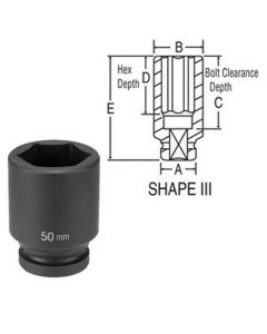 Grey Pneumatic 1" Drive x 60mm Deep Socket