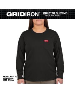 MLWF551B-XL image(0) - Milwaukee Tool Womens GRIDIRON Pocket T-Shirt - Long Sleeve Black XL