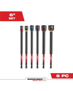 MLW49-66-4567 image(0) - Milwaukee Tool 6 Piece SHOCKWAVE Impact Duty 6 Inch  Magnetic Nut Driver Set