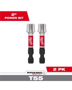 MLW48-32-6004 image(0) - Milwaukee Tool SHOCKWAVE Impact Duty 2 Inch T55 Impact Bits 2PK