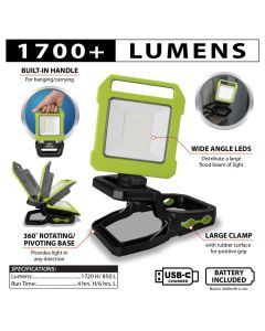WLMW2235 image(1) - Wilmar Corp. / Performance Tool 1700LM Li-ion Clamp Work Light