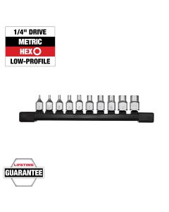 MLW48-22-9545 image(1) - Milwaukee Tool 1/4 Inch Drive Low-Profile Hex Bit Socket Set - Metric - 10 Piece