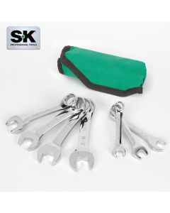 SKTSK01490A image(1) - S K Hand Tools 7 Piece 12 Point Metric Short Combination Wrench Set.  Packaged in a Roll