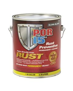 POI45401 image(0) - POR-15 INC 45401 High Performance Rust Preventive Permanent Coating, 1 gal, Semi-Gloss Black, 384 sq-ft Coverage
