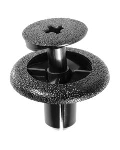 AUVECO 21594 Push/Screw-Type with Open End Duct and Lower Molding Retainer, 20 mm Dia Head, Nylon, Black