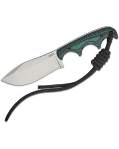 CRK2376 image(0) - CRKT (Columbia River Knife) Minimalist Nessmuk D2 Stonewash Plain Blade Fixed Blade Knife with Sheath Micarta Handle - Green