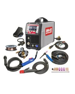 H&S AutoShot HSW-6422 Smart Multi-MIG Welder 200 Amp with 16 S-MIG Programs, AC/DC TIG and Stick (110-240VAC)
