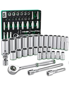 SKTSK01308-216P image(0) - S K Hand Tools 3/8" Drive, 31 Piece, 6 Point, Standard & Deep, Metric Chrome Socket Set with 216P Ratchet.  Packaged in EVA Foam Tray