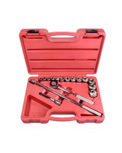KTI23000 image(2) - K Tool International Socket Set 16 Piece SAE 1/2" Dr 6 pt Shallow
