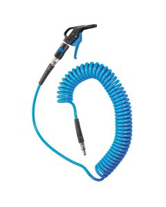Prevost 1/4" ID x 26' Coil hose with 1/4" prevoS1 Industrial safety coupling, OSHA blow gun and 1/4"  plug