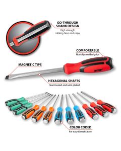 WLMW1741 image(1) - Wilmar Corp. / Performance Tool 12 Piece Go-Thru Screwdriver Set