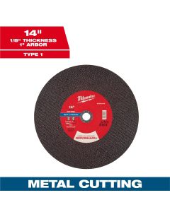 MLW49-94-0173 image(0) - Milwaukee Tool 14" x 1/8" x 1" Performance+ Metal Cut Off Wheel  - Type 1