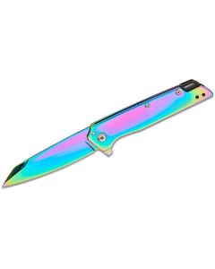KER1365RBW image(0) - Kershaw Misdirect Assisted Open Frame Lock Reverse Tanto Blade EDC Folding Pocket Knife - Rainbow