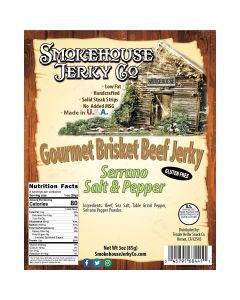 THS684411 image(0) - Tender Heifer Snack Co. Serrano Salt and Pepper Gourmet Beef Brisket Jerky - 3oz