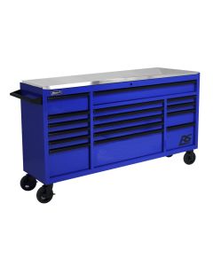 HOMBL04072164 image(0) - Homak Manufacturing 72 Inch RS Pro Roller Cabinet Stainless Steel Top - Rally Sport Blue