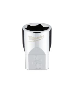 MLW45-34-9065 image(2) - Milwaukee Tool 3/8" Drive 9/16" SAE 6-Point Socket with FOUR FLAT Sides, Vanadium Steel, Chrome