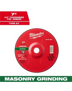MLW49-94-1965 image(0) - Milwaukee Tool 7" x 1/4" x 7/8" Masonry Grinding  Wheel - Type 27