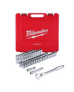 MLW48-22-9010 image(3) - Milwaukee Tool 47pc 1/2" Drive Metric & SAE Ratchet and Socket Set with FOUR FLAT Sides