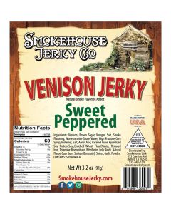 THS369972 image(0) - Tender Heifer Snack Co. Venison Sweet Peppered Exotic Jerky - 3.2 Ounce