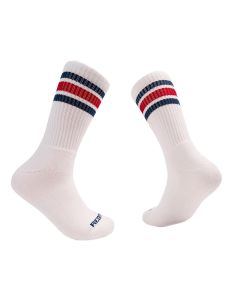 RDB0027 image(0) - Redback Mens White Crew Blue Red Stripe