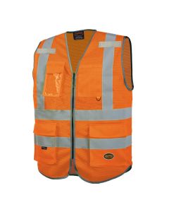 Pioneer Mesh 9-Pocket Safety Vest  - Color:  Hi-Vis Orange  - Size: S