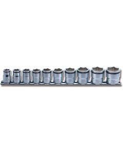 KKNRS3450M-10 image(0) - Ko-ken USA 3/8 Sq. Dr. Socket set 10mm-22mm Nut Grip 250mm 10 pieces
