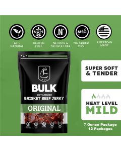 BLOISN-OGBR-712 image(0) - BULK Jerky Original Brisket Jerky - 7 ounce Package (12 Packages)