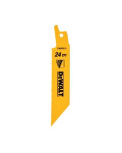 DEWALT Reciprocating Saw Blades, Straight Back, 4-Inch, 24 Tpi, 5-Pack
