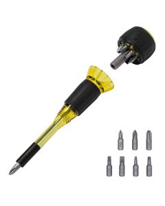 KLE32961A image(0) - Klein Tools 8-in-1 Tru-Grip Screwdriver with Stubby