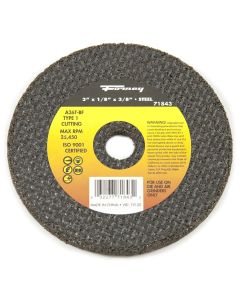 Forney Industries Cut-Off Wheel, Metal, Type 1, 3 in x 1/8 in x 3/8 in