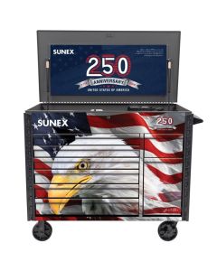 SUN8065PCGRYUSA image(0) - SUNEX TOOLS 50-inch Gray 7 Drawer Power Cart - 250th USA