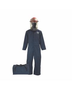 OBRTCG2P-CKE-NB-L image(0) - Oberon Bag Kit - Arc Flash - 12 Cal TCG2P&trade; - Comes With Coveralls, Hard Cap, Face Shield, Balaclava & Storage Bucket - Color: Navy Blue - Size: Large