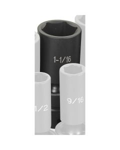 Grey Pneumatic 1/2" Drive x 1-1/16" Deep Universal Socket 6 Point - Black