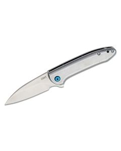 CRK5385 image(0) - CRKT (Columbia River Knife) Delineation 8Cr13MoV Satin Plain Blade Assisted Folding Knife with Frame Lock Stainless Steel Handle - Silver