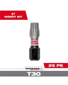 MLW48-32-4732 image(1) - Milwaukee Tool SHOCKWAVE Impact Duty 1 Inch T30 Insert Bit Bulk 25