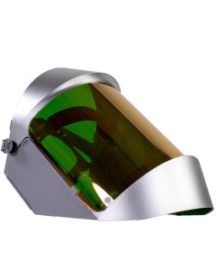 OBR2148R500 image(1) - OBERON Face Shield with Ratcheting Headgear - Heat Reflective - Window: Green Gold - With Lower Crown and Shield Extender