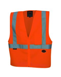 SRWV1060450U-S image(0) - Pioneer Pioneer - Zip-Up Safety Vest - Hi-Vis Hi-Vis Orange - Size Small